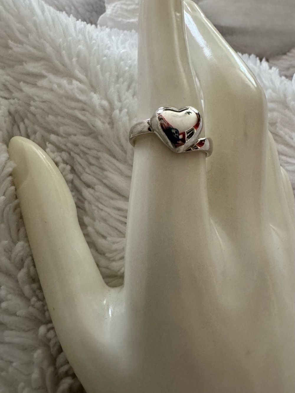 Vintage Puffy Heart Sterling Silver Ring, size 7